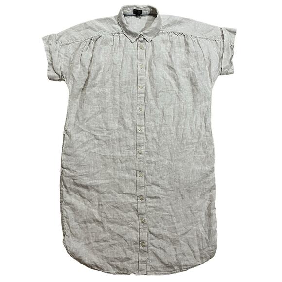 J. Crew Baird McNutt Irish Linen Beige Button Up Shirt Dress Size Small - Picture 1 of 5